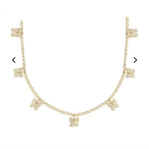 Farrah Pavé gold vermeil-plated Sterling Silver choker with Butterfly,  New